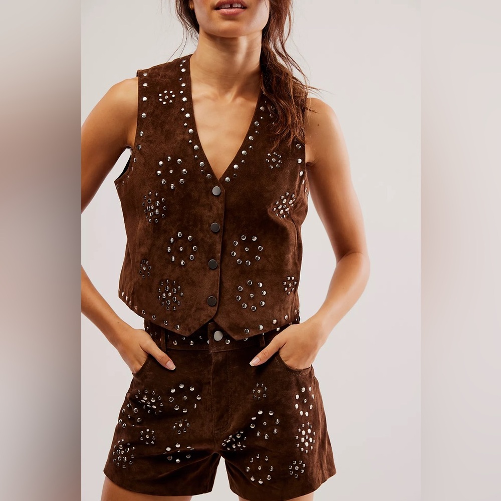 New With Tags: Driftwood FreePeople Brown Suede Leather Vest
